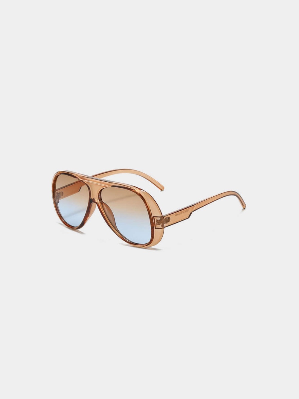 Transparent Brown Aviator Sunglasses with Gradient Blue Lenses